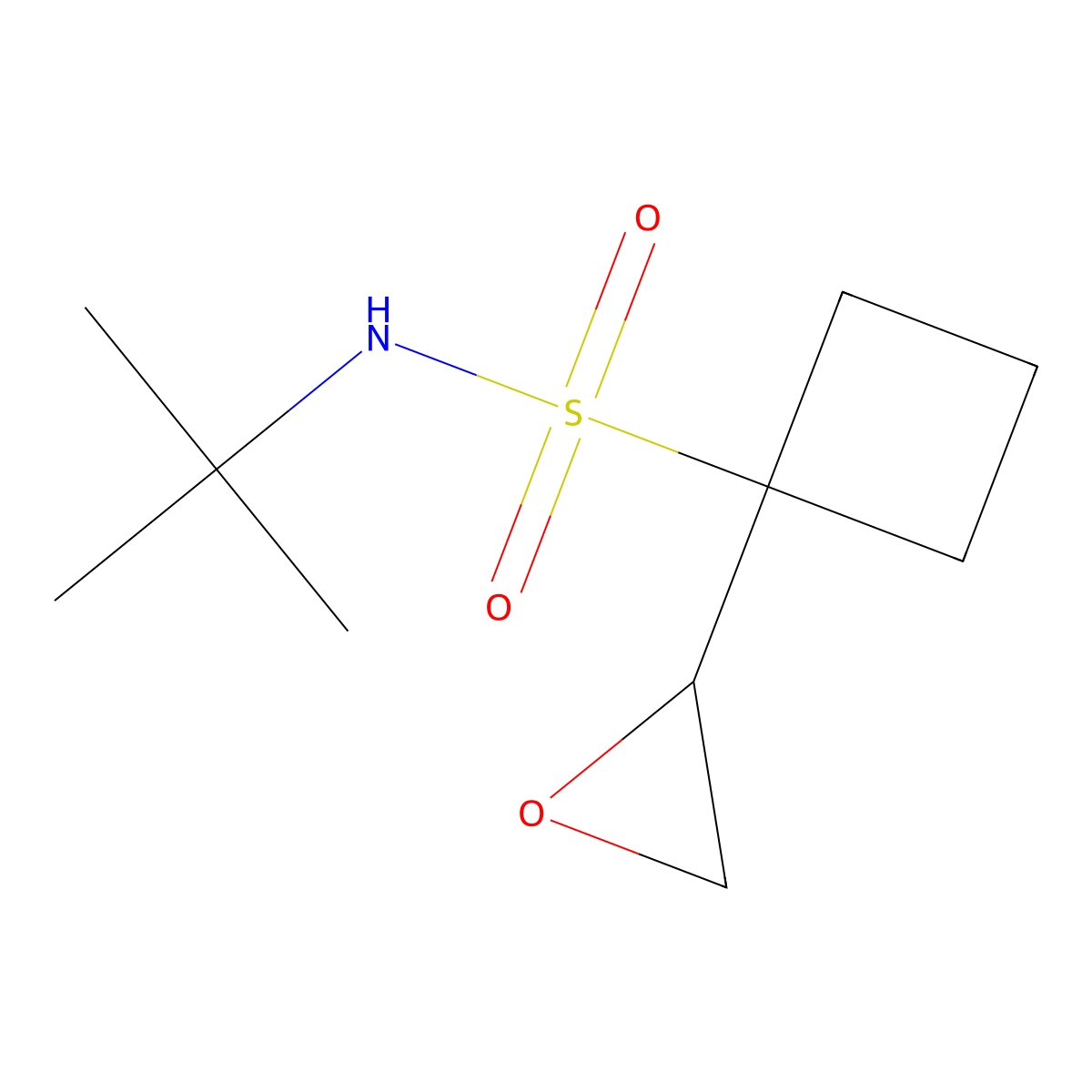 N-tert-butyl-1-(oxiran-2-yl)cyclobutane-1-sulfonamide molecular structure, CAS 2138288-27-2