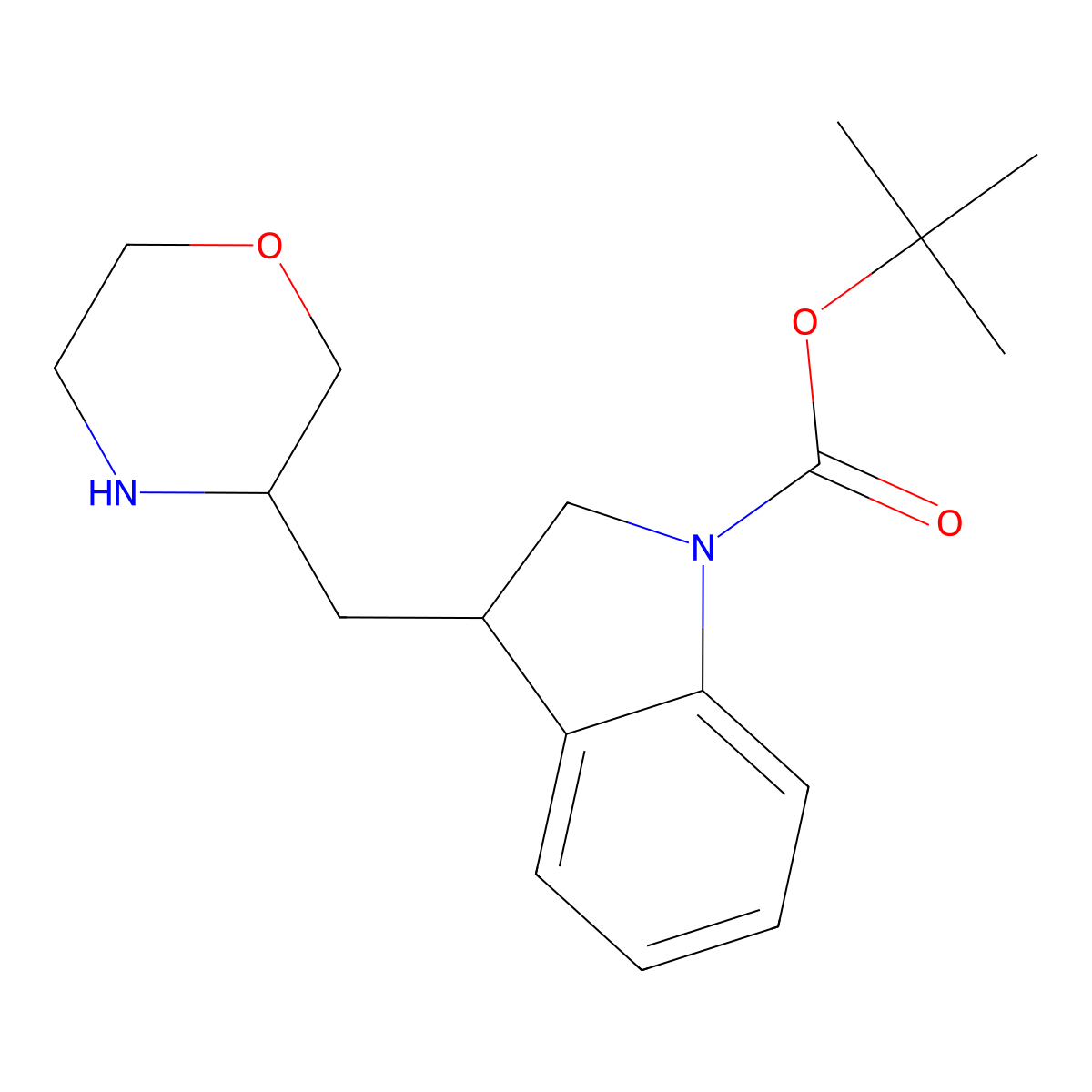 tert-butyl 3-[(morpholin-3-yl)methyl]-2,3-dihydro-1H-indole-1-carboxylate molecular structure, CAS 2138288-33-0