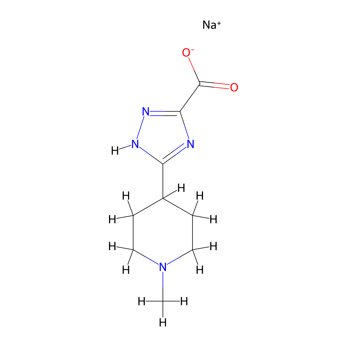 sodium 3-(1-methylpiperidin-4-yl)-1H-1,2,4-triazole-5-carboxylate molecular structure, CAS 2138288-40-9