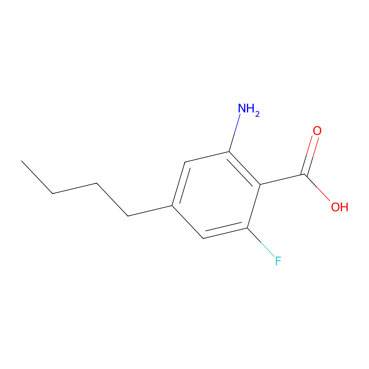 2-Amino-4-butyl-6-fluorobenzoic acid molecular structure, CAS 2138288-76-1