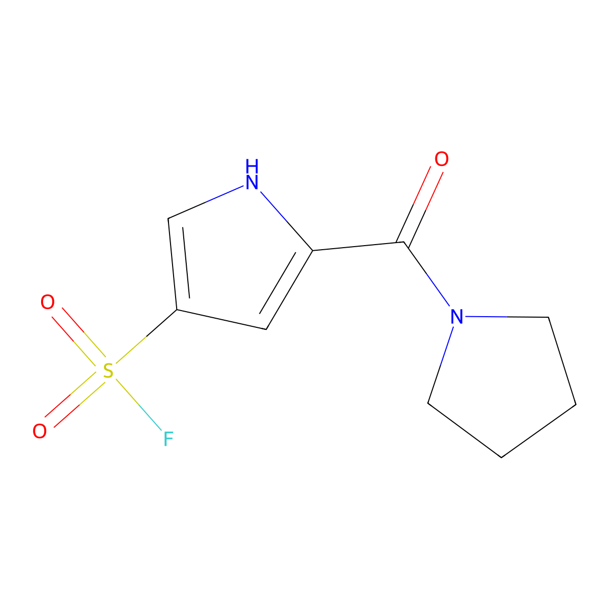 5-(Pyrrolidine-1-carbonyl)-1H-pyrrole-3-sulfonyl fluoride molecular structure, CAS 2138291-64-0