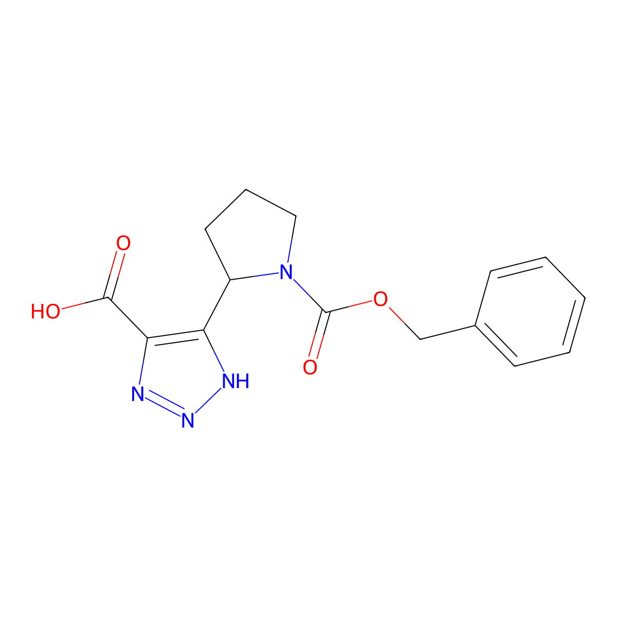 5-{1-[(benzyloxy)carbonyl]pyrrolidin-2-yl}-1H-1,2,3-triazole-4-carboxylic acid molecular structure, CAS 2138291-70-8