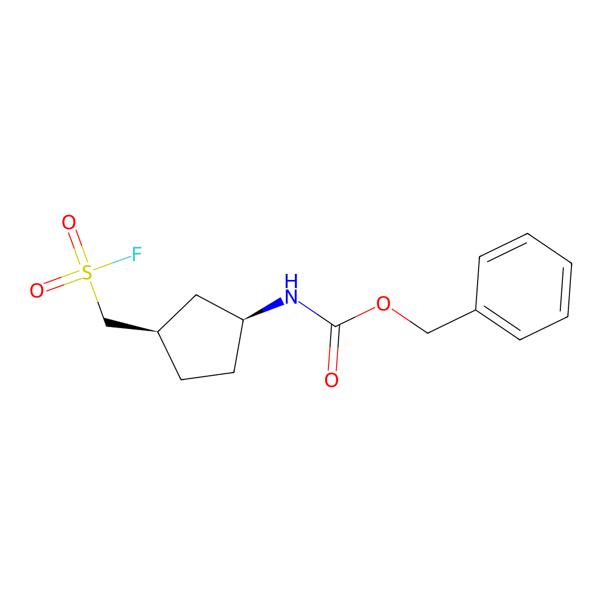 rac-benzyl N-[(1R,3S)-3-[(fluorosulfonyl)methyl]cyclopentyl]carbamate molecular structure, CAS 2138293-55-5