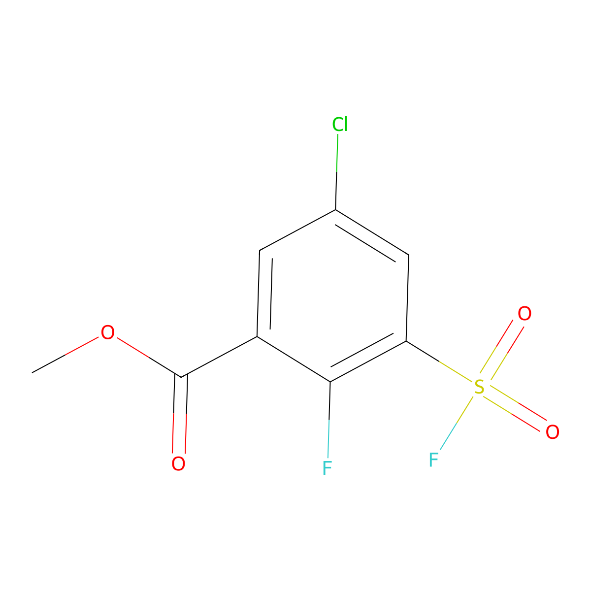 Methyl 5-chloro-2-fluoro-3-(fluorosulfonyl)benzoate molecular structure, CAS 2138294-19-4