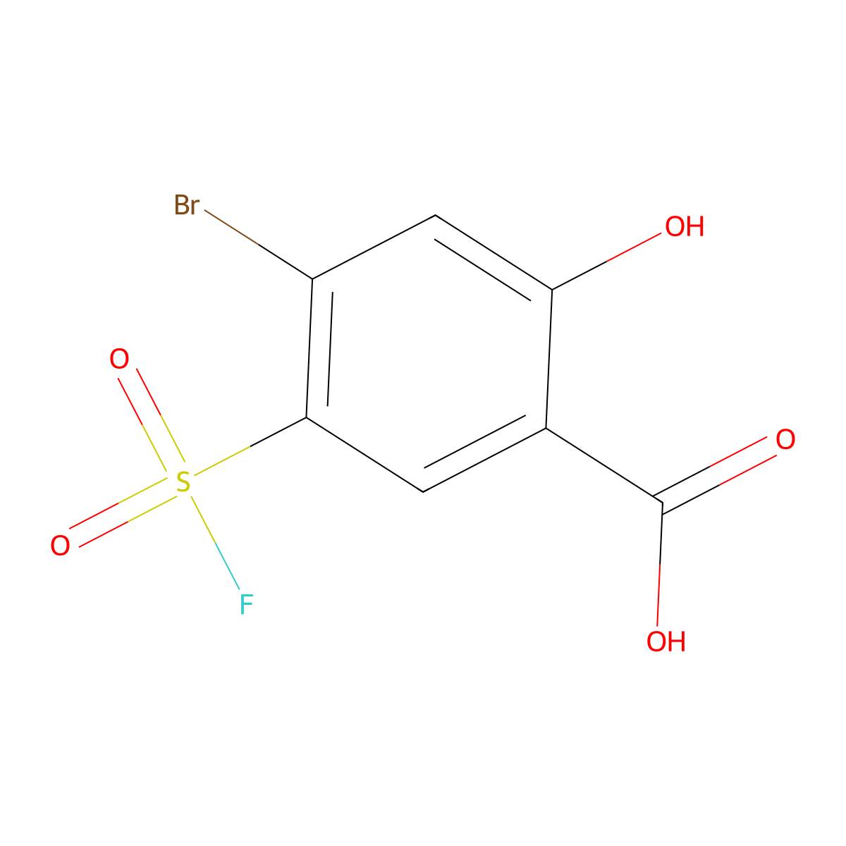 4-Bromo-5-(fluorosulfonyl)-2-hydroxybenzoic acid molecular structure, CAS 2138294-40-1