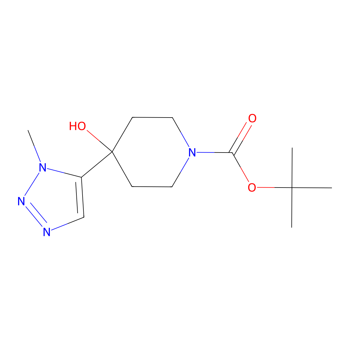 tert-butyl 4-hydroxy-4-(1-methyl-1H-1,2,3-triazol-5-yl)piperidine-1-carboxylate molecular structure, CAS 2138296-57-6