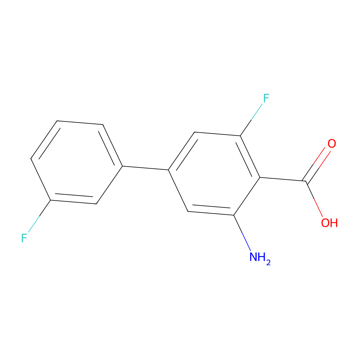 2-Amino-6-fluoro-4-(3-fluorophenyl)benzoic acid molecular structure, CAS 2138297-10-4