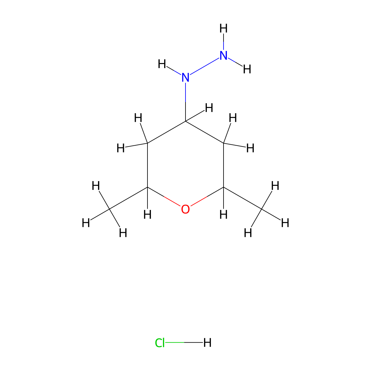 (2,6-Dimethyloxan-4-yl)hydrazine hydrochloride molecular structure, CAS 2138297-43-3