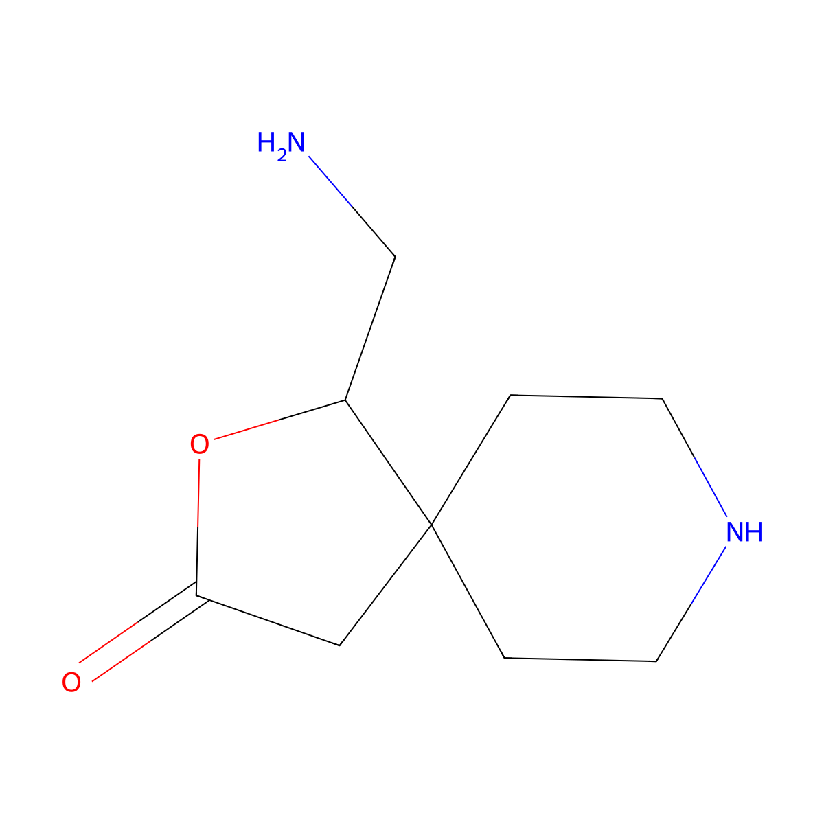1-(Aminomethyl)-2-oxa-8-azaspiro[4.5]decan-3-one molecular structure, CAS 2138297-50-2