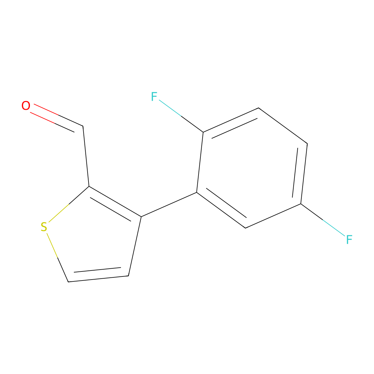 3-(2,5-Difluorophenyl)thiophene-2-carbaldehyde molecular structure, CAS 2138297-70-6