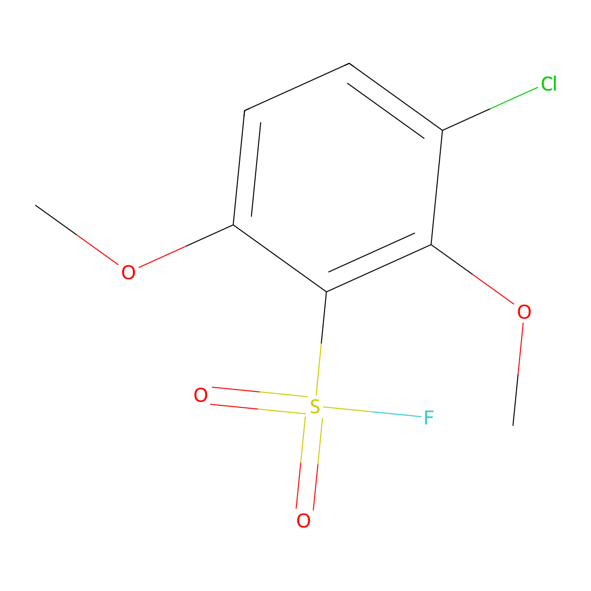 3-Chloro-2,6-dimethoxybenzene-1-sulfonyl fluoride molecular structure, CAS 2138308-20-8