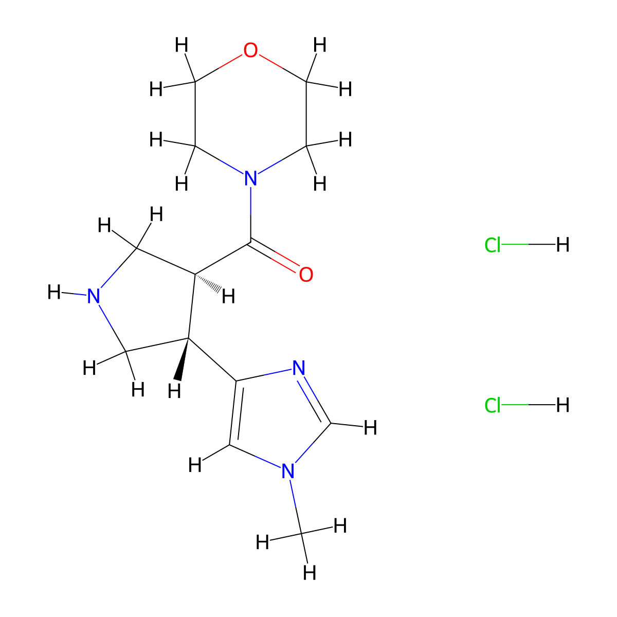 [(3S,4S)-4-(1-Methylimidazol-4-yl)pyrrolidin-3-yl]-morpholin-4-ylmethanone;dihydrochloride molecular structure, CAS 2138308-21-9