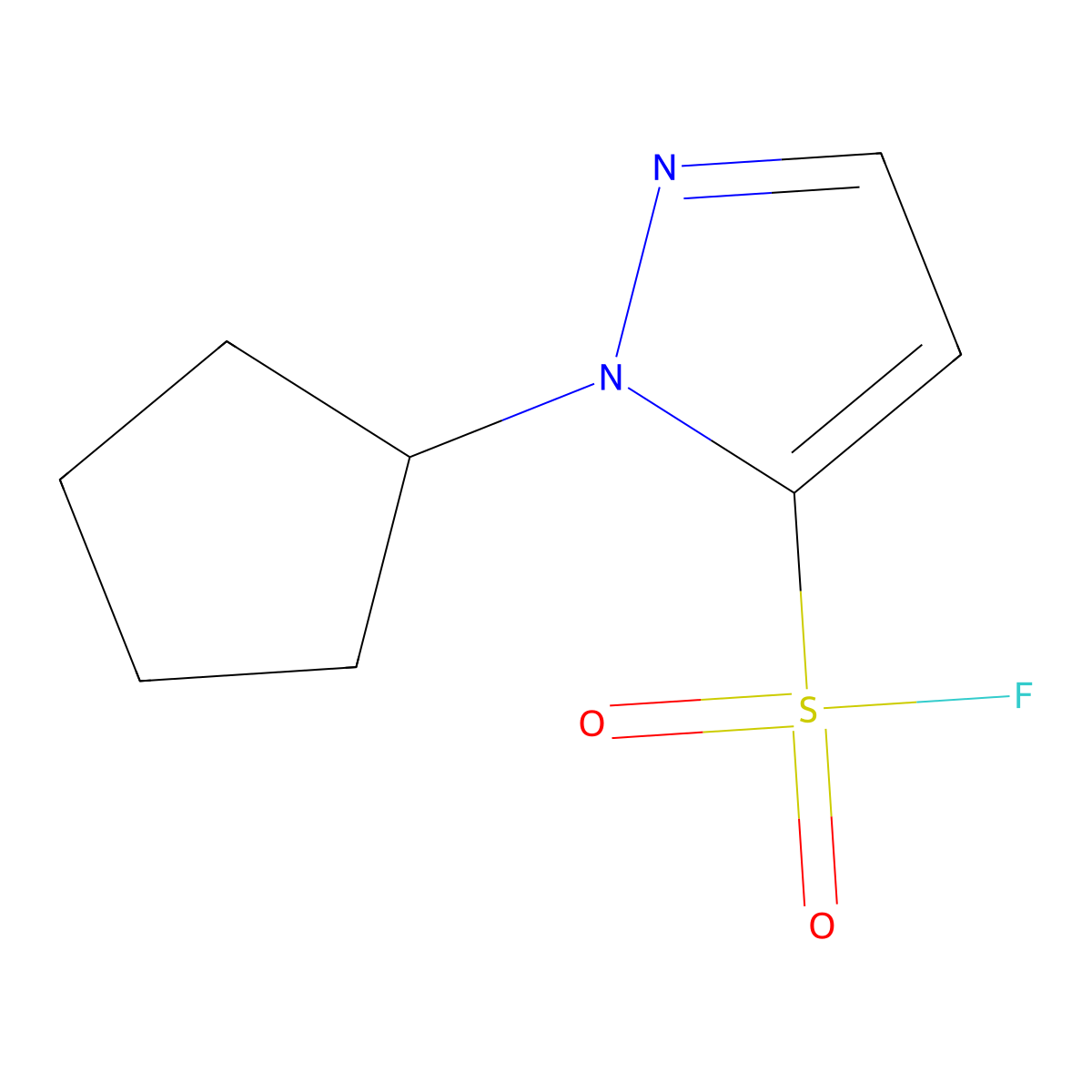 1-cyclopentyl-1H-pyrazole-5-sulfonylfluoride molecular structure, CAS 2138308-94-6