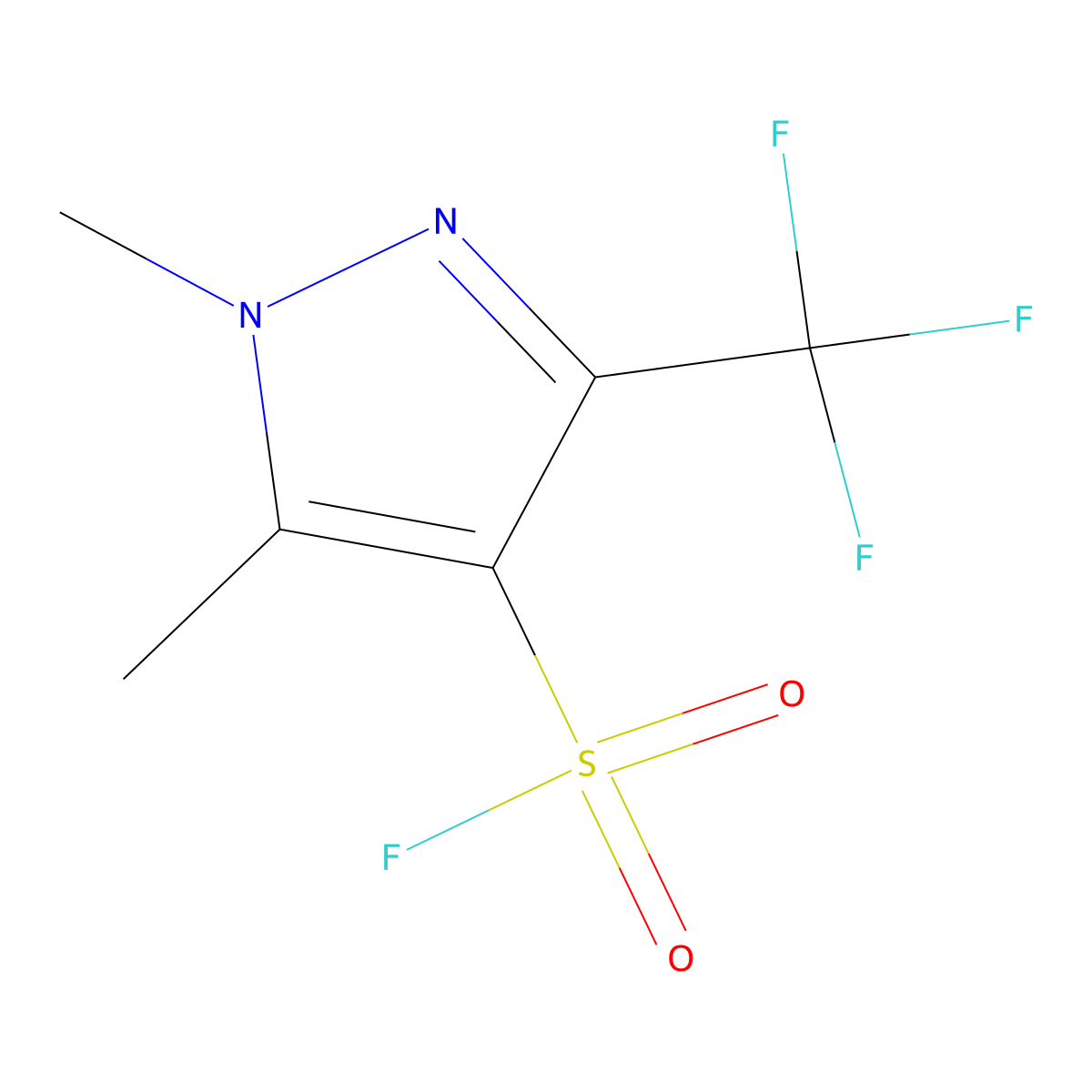 1,5-dimethyl-3-(trifluoromethyl)-1H-pyrazole-4-sulfonyl fluoride molecular structure, CAS 2138308-99-1