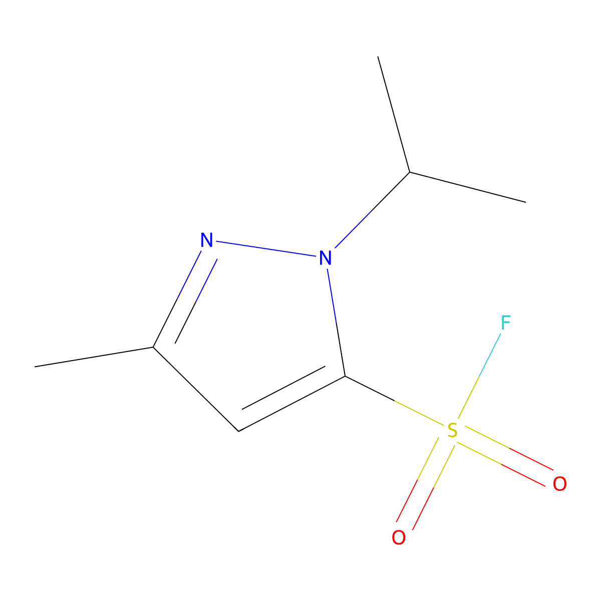 3-methyl-1-(propan-2-yl)-1H-pyrazole-5-sulfonyl fluoride molecular structure, CAS 2138309-03-0