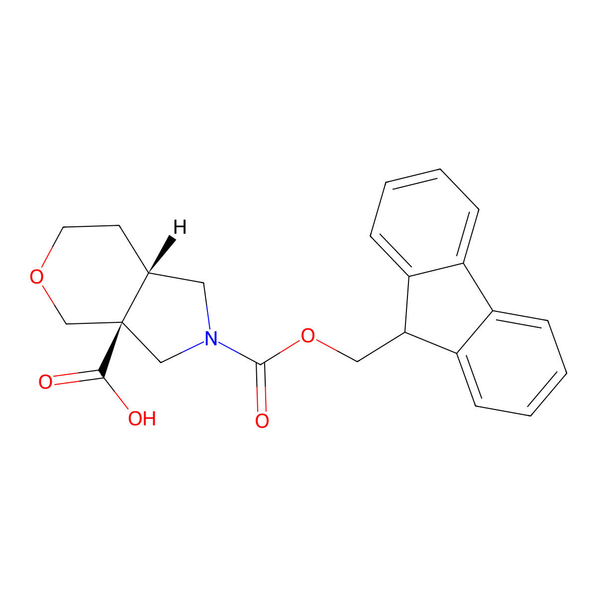 (3As,7aS)-2-(9H-fluoren-9-ylmethoxycarbonyl)-1,3,4,6,7,7a-hexahydropyrano[3,4-c]pyrrole-3a-carboxylic acid molecular structure, CAS 2138311-30-3