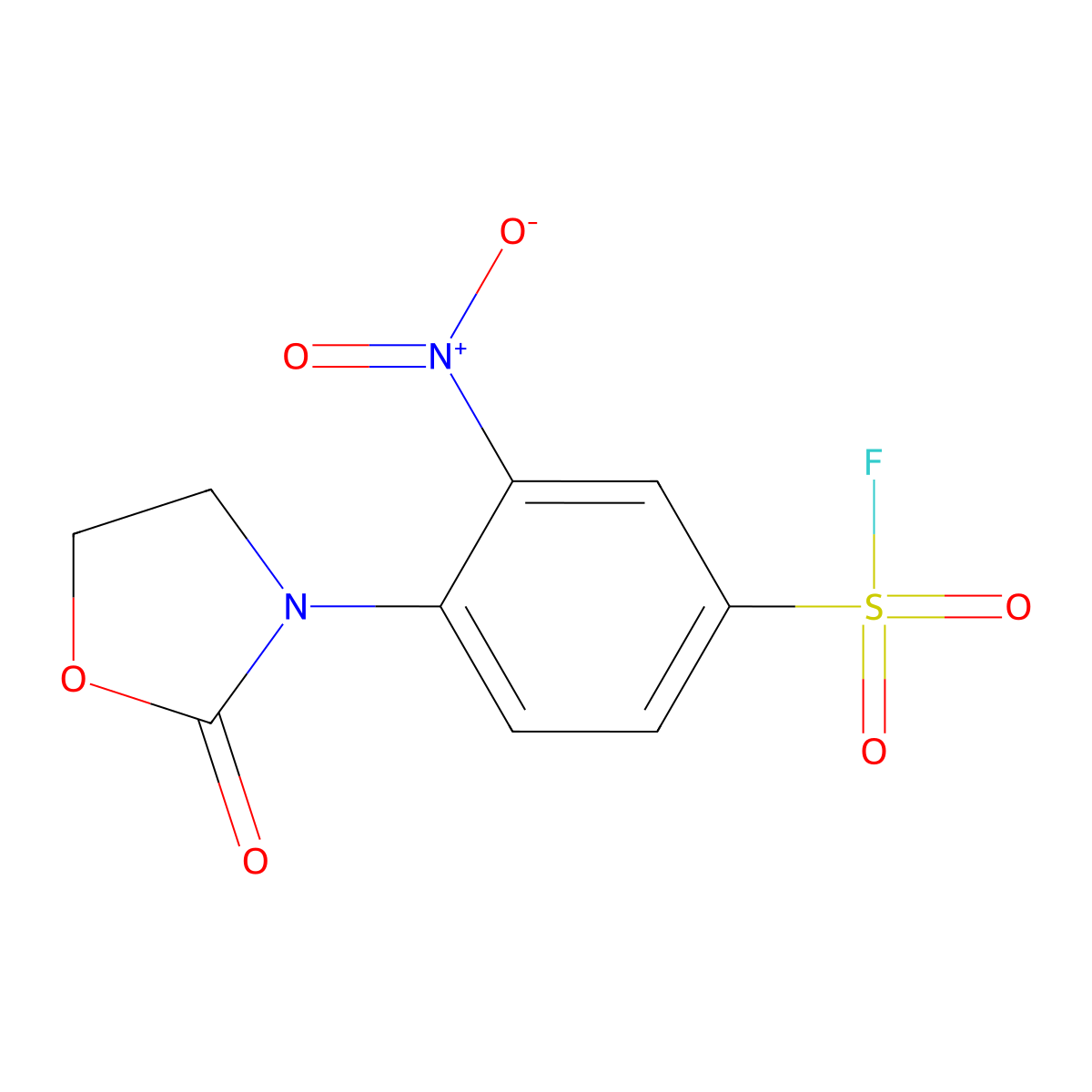 3-Nitro-4-(2-oxo-1,3-oxazolidin-3-yl)benzene-1-sulfonyl fluoride molecular structure, CAS 2138311-47-2