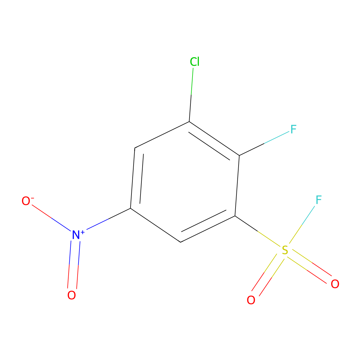 3-Chloro-2-fluoro-5-nitrobenzene-1-sulfonyl fluoride molecular structure, CAS 2138311-78-9