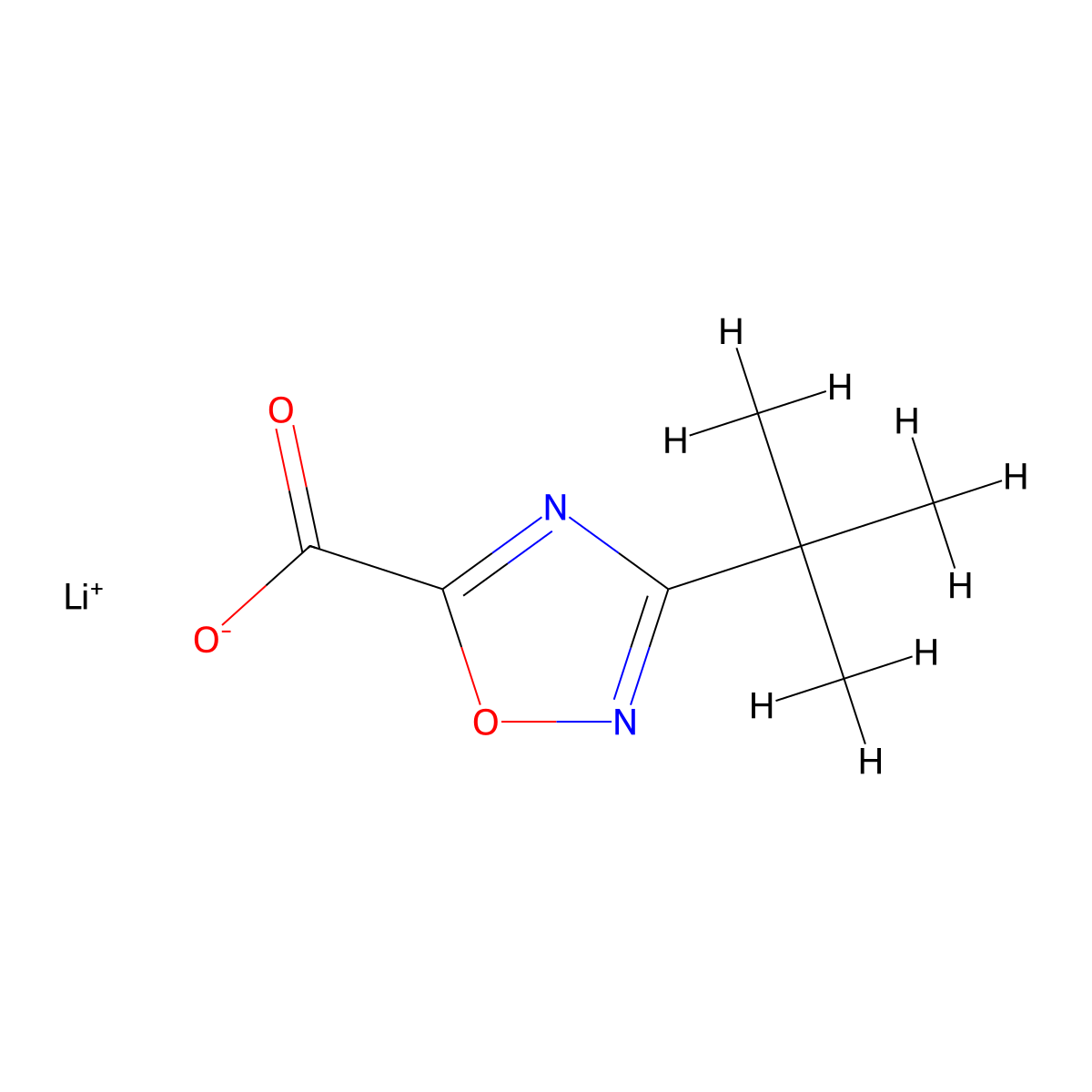 Lithium(1+) ion 3-tert-butyl-1,2,4-oxadiazole-5-carboxylate molecular structure, CAS 2138311-80-3