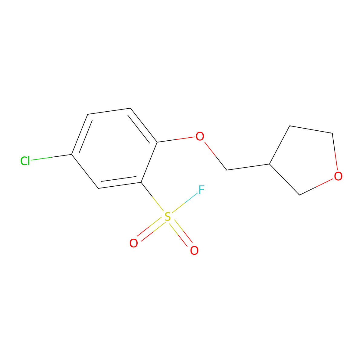 5-Chloro-2-[(oxolan-3-yl)methoxy]benzene-1-sulfonyl fluoride molecular structure, CAS 2138311-91-6