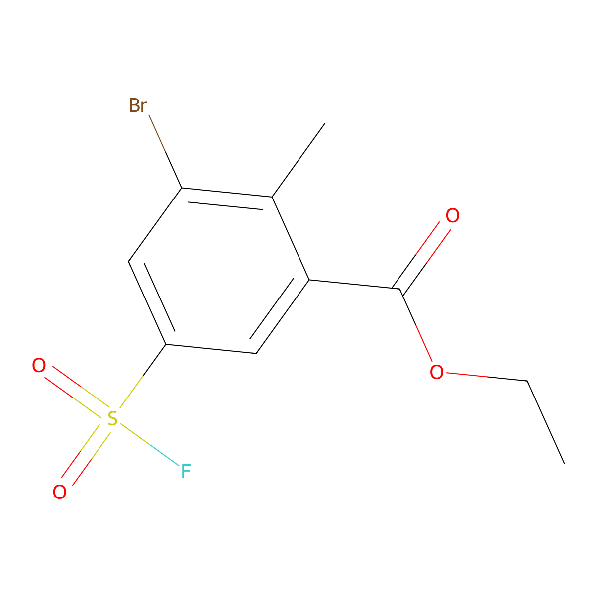 Ethyl 3-bromo-5-(fluorosulfonyl)-2-methylbenzoate molecular structure, CAS 2138312-04-4