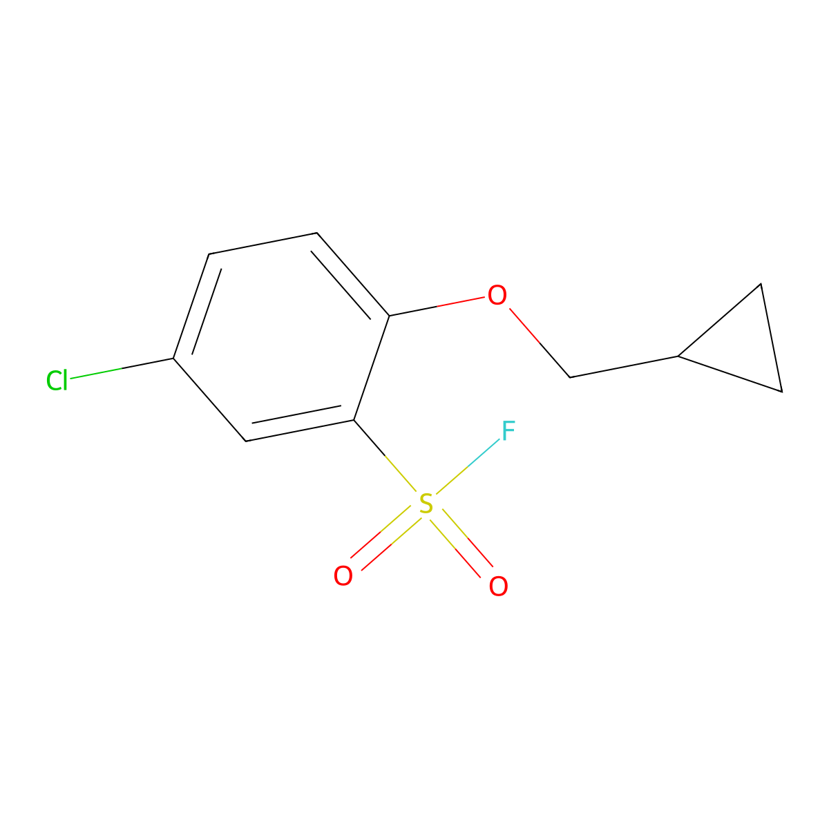 5-Chloro-2-(cyclopropylmethoxy)benzene-1-sulfonyl fluoride molecular structure, CAS 2138312-16-8