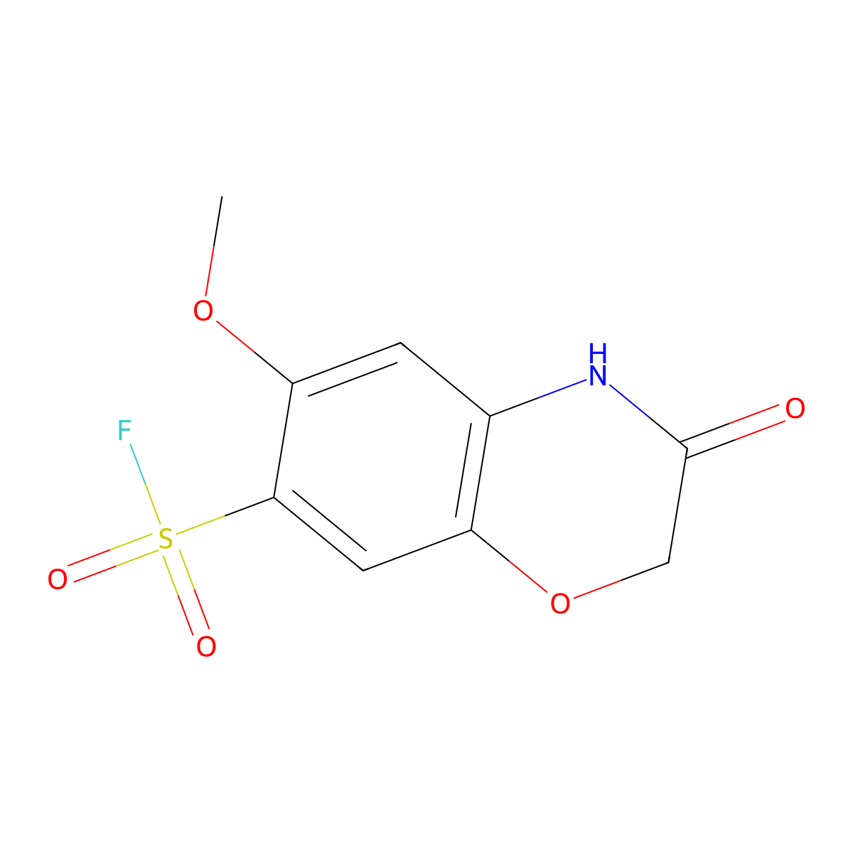 6-methoxy-3-oxo-3,4-dihydro-2H-1,4-benzoxazine-7-sulfonyl fluoride molecular structure, CAS 2138312-20-4