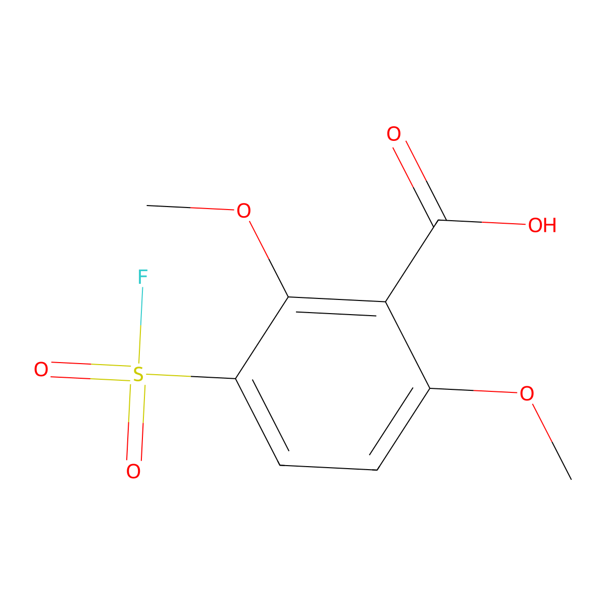 3-(Fluorosulfonyl)-2,6-dimethoxybenzoic acid molecular structure, CAS 2138312-60-2