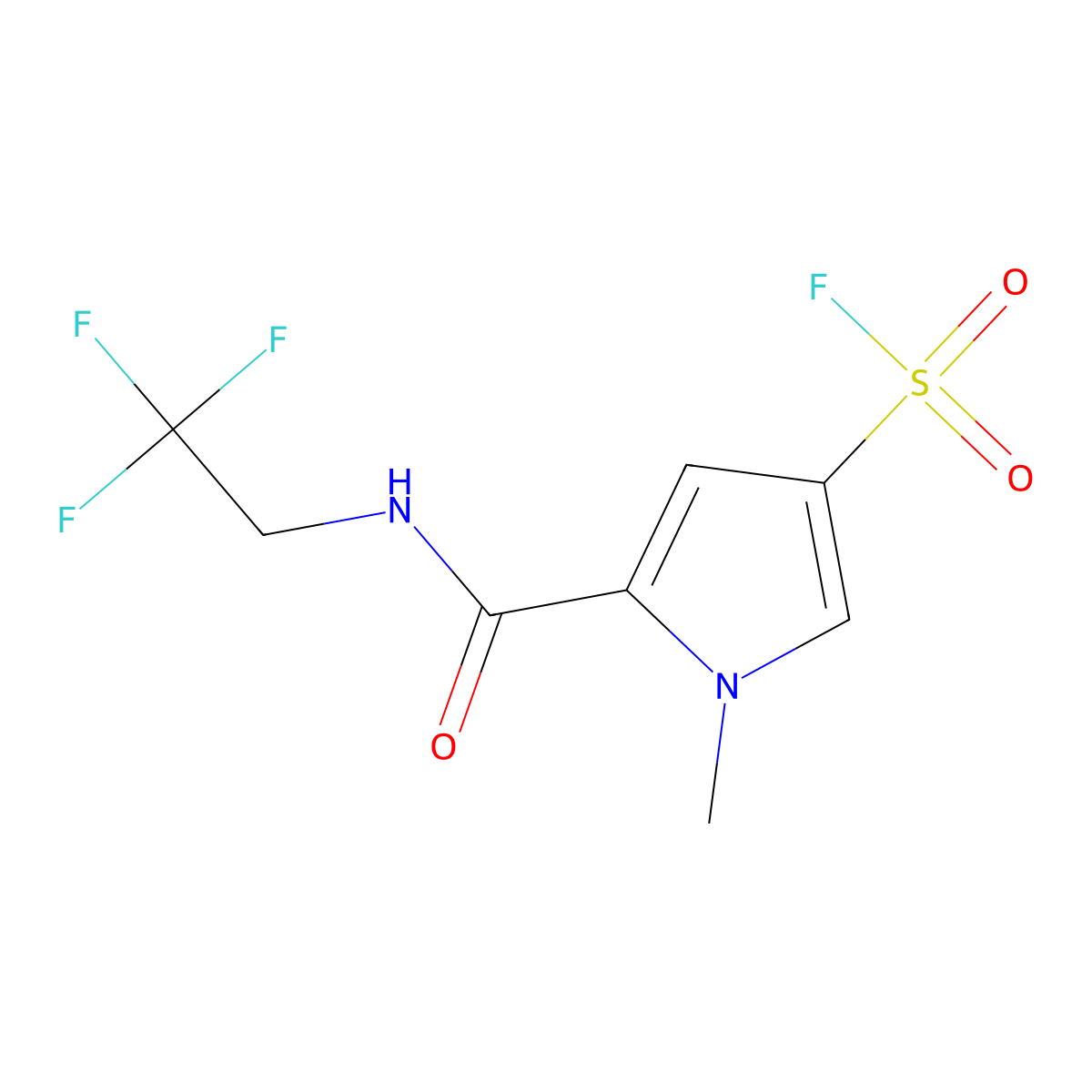 1-methyl-5-[(2,2,2-trifluoroethyl)carbamoyl]-1H-pyrrole-3-sulfonyl fluoride molecular structure, CAS 2138312-75-9