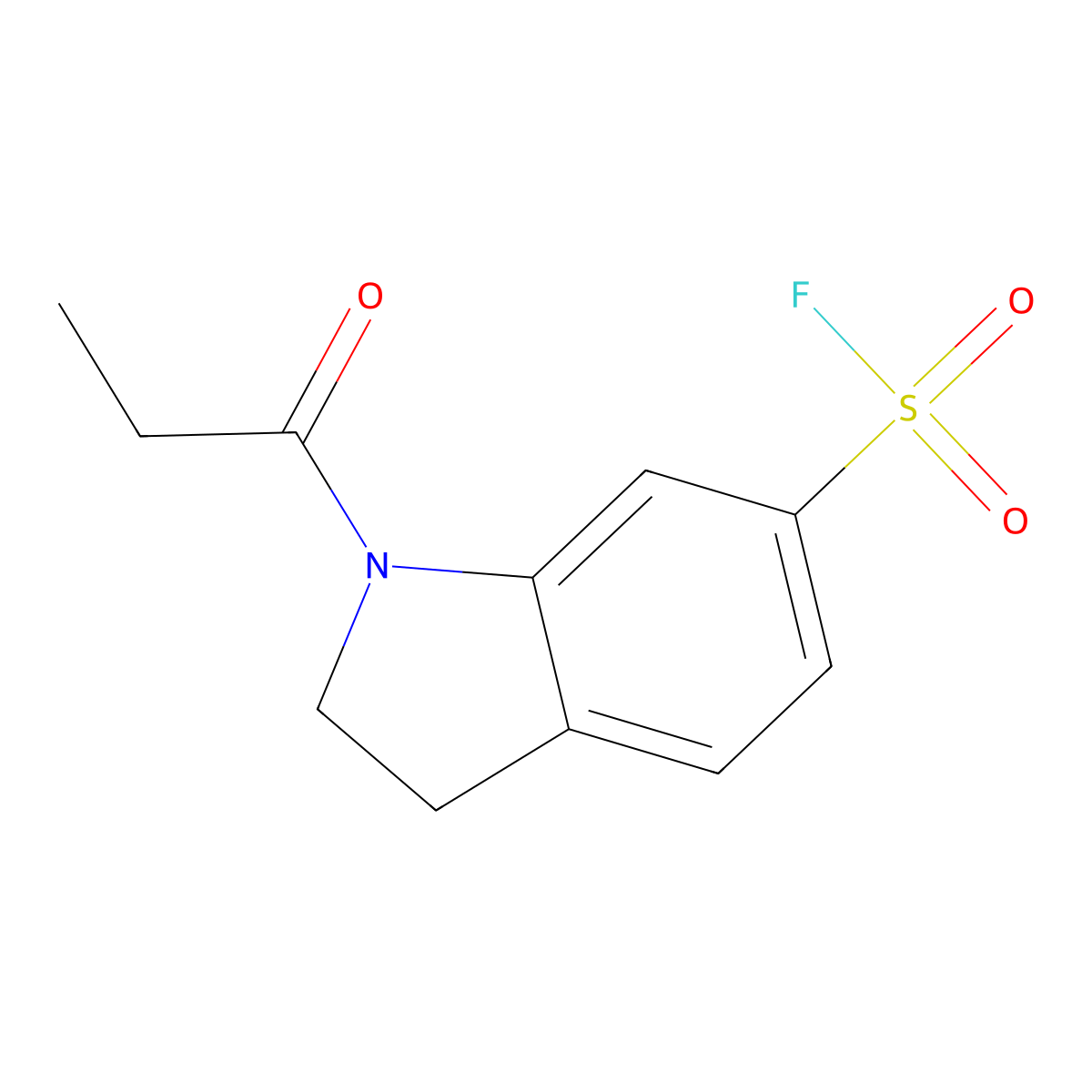 1-propanoyl-2,3-dihydro-1H-indole-6-sulfonyl fluoride molecular structure, CAS 2138312-96-4