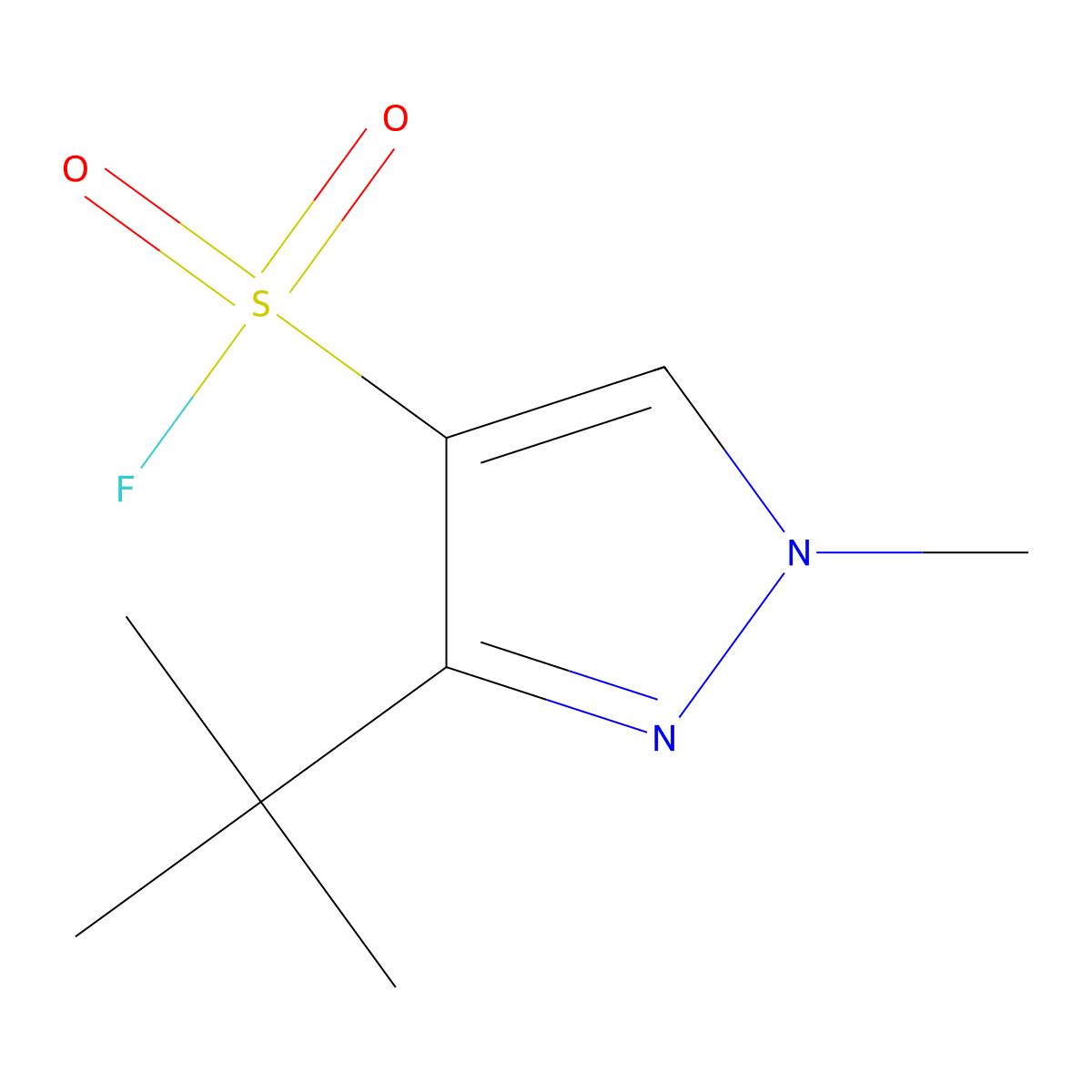 3-tert-butyl-1-methyl-1H-pyrazole-4-sulfonyl fluoride molecular structure, CAS 2138332-05-3