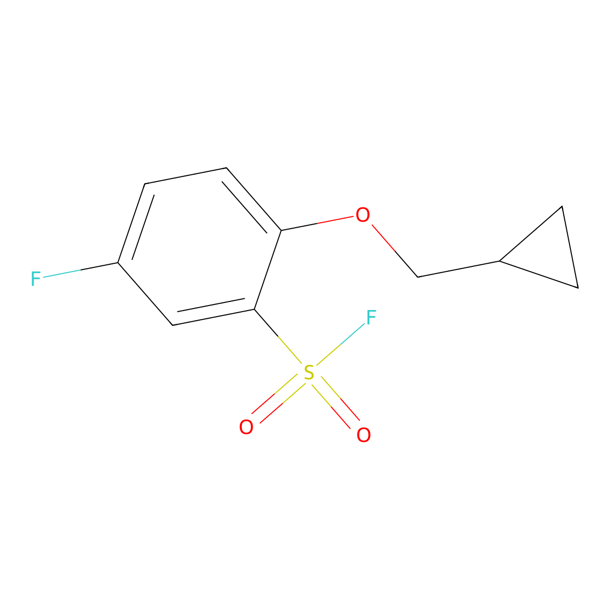 2-(Cyclopropylmethoxy)-5-fluorobenzene-1-sulfonyl fluoride molecular structure, CAS 2138332-41-7