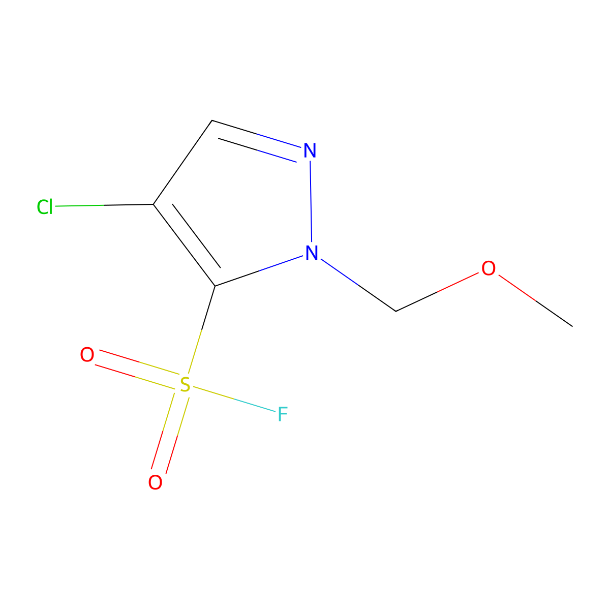 4-chloro-1-(methoxymethyl)-1H-pyrazole-5-sulfonyl fluoride molecular structure, CAS 2138332-61-1