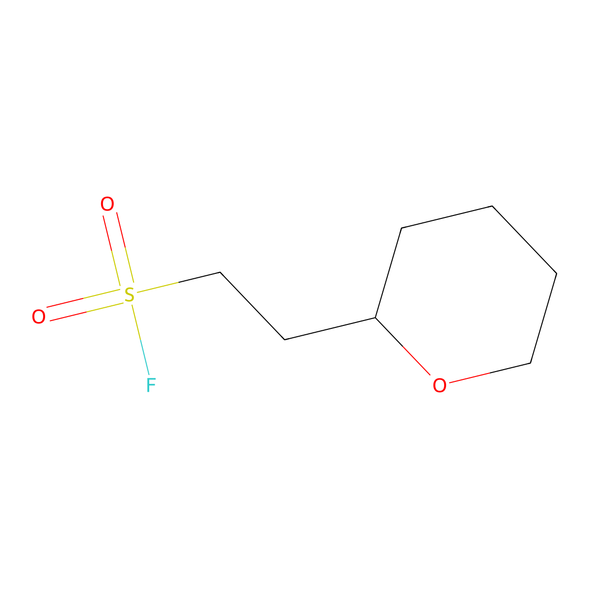 2-(Oxan-2-yl)ethane-1-sulfonyl fluoride molecular structure, CAS 2138334-24-2