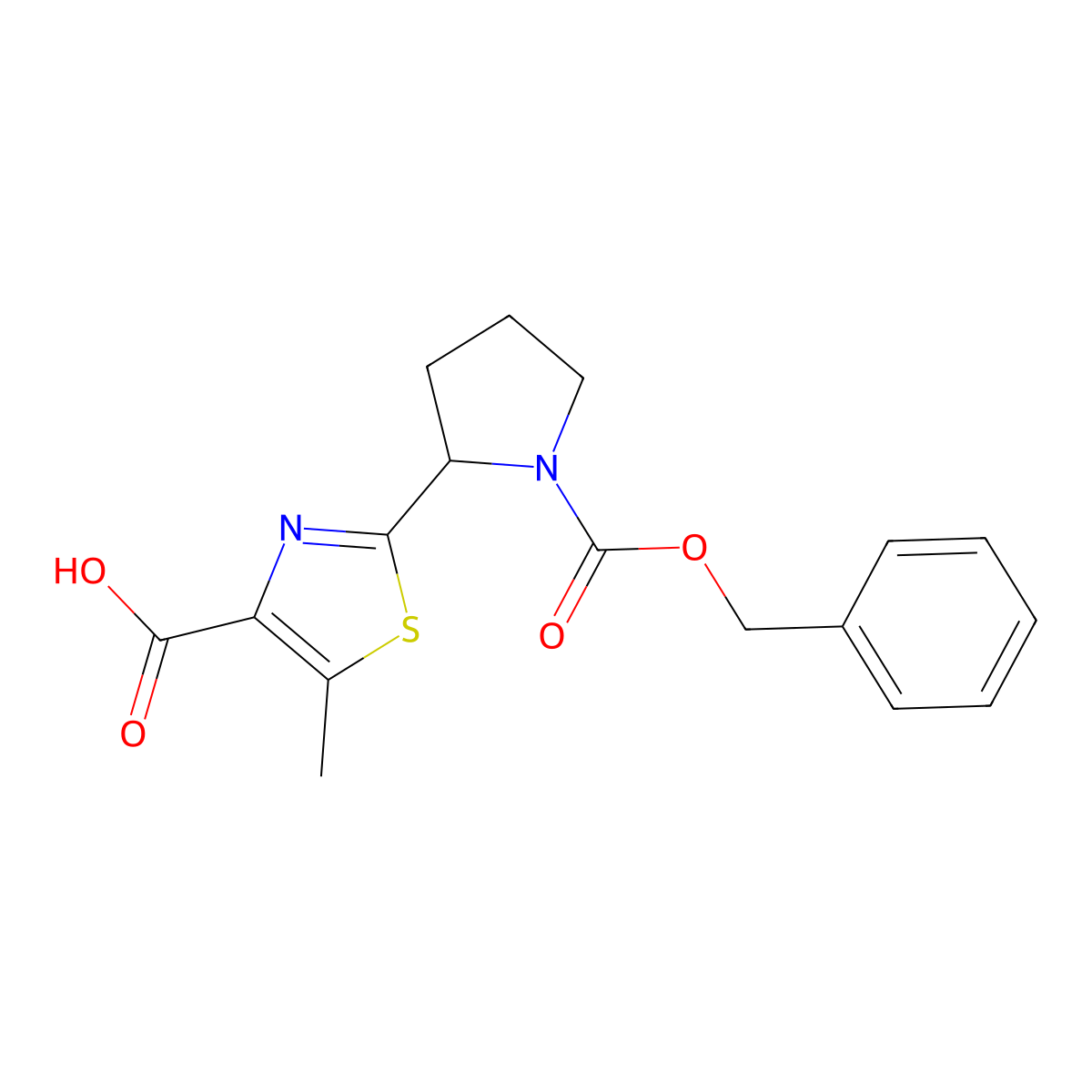 2-{1-[(Benzyloxy)carbonyl]pyrrolidin-2-yl}-5-methyl-1,3-thiazole-4-carboxylic acid molecular structure, CAS 2138335-59-6