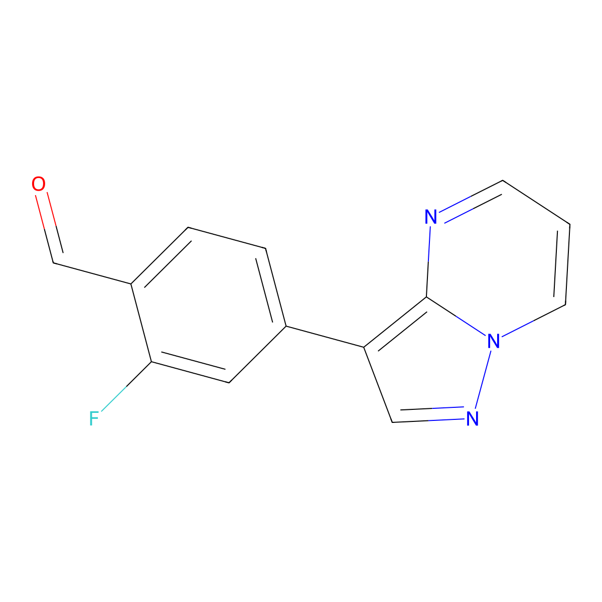 2-Fluoro-4-{pyrazolo[1,5-a]pyrimidin-3-yl}benzaldehyde molecular structure, CAS 2138335-63-2