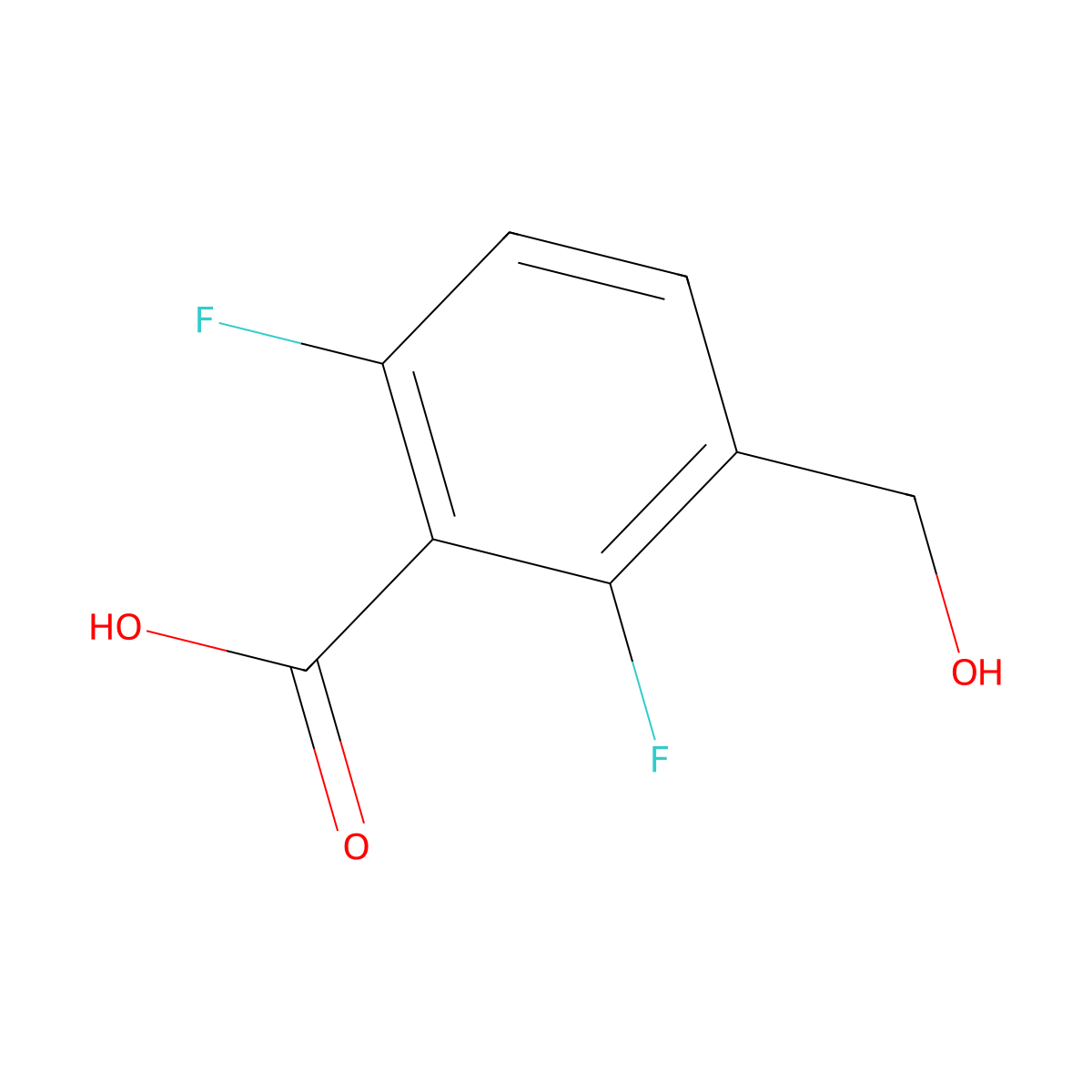 2,6-Difluoro-3-(hydroxymethyl)benzoic acid molecular structure, CAS 2138335-79-0