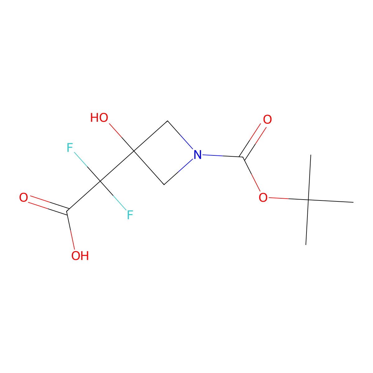 2-(1-(tert-Butoxycarbonyl)-3-hydroxyazetidin-3-yl)-2,2-difluoroacetic acid molecular structure, CAS 2138336-44-2