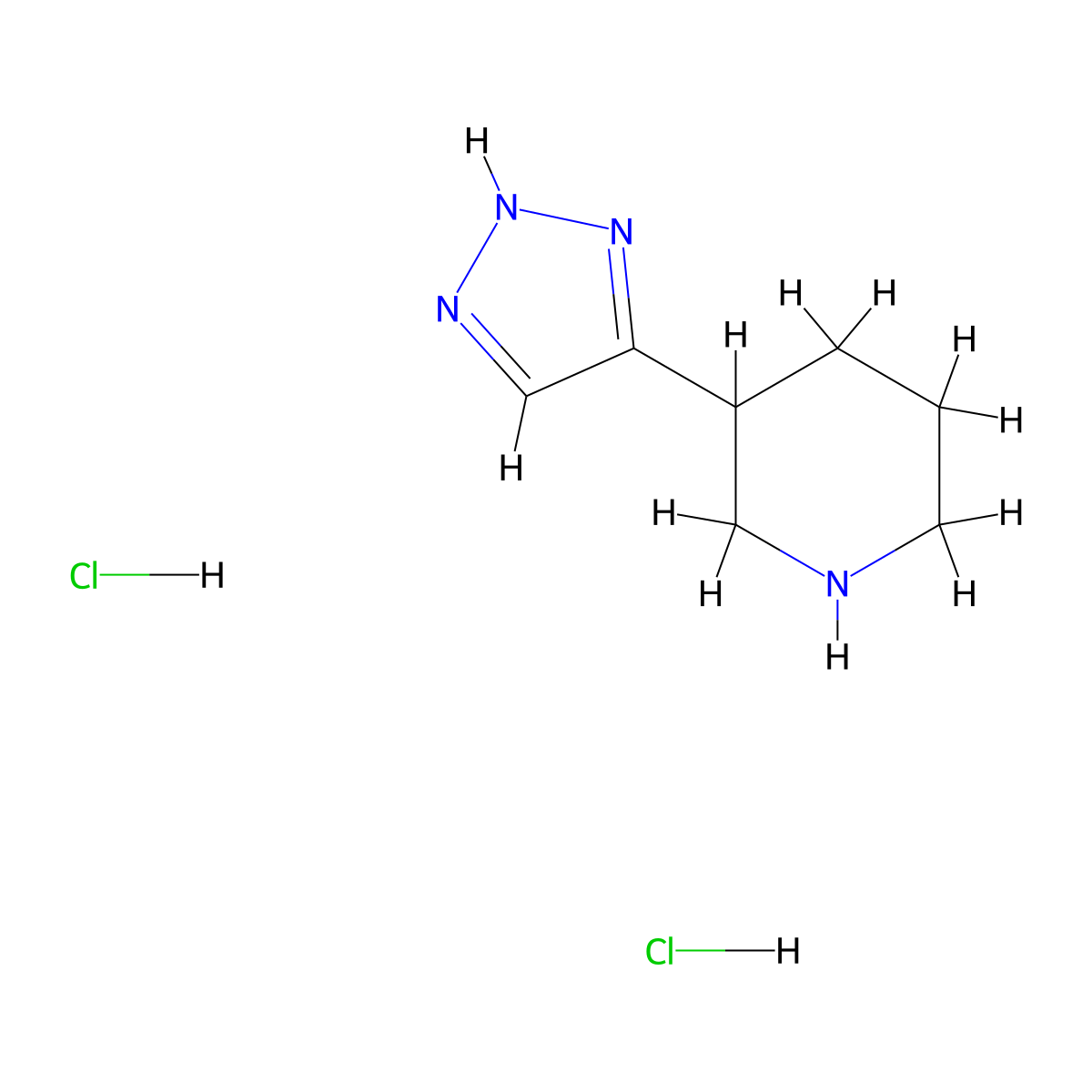 3-(1H-1,2,3-triazol-4-yl)piperidine dihydrochloride molecular structure, CAS 2138337-25-2