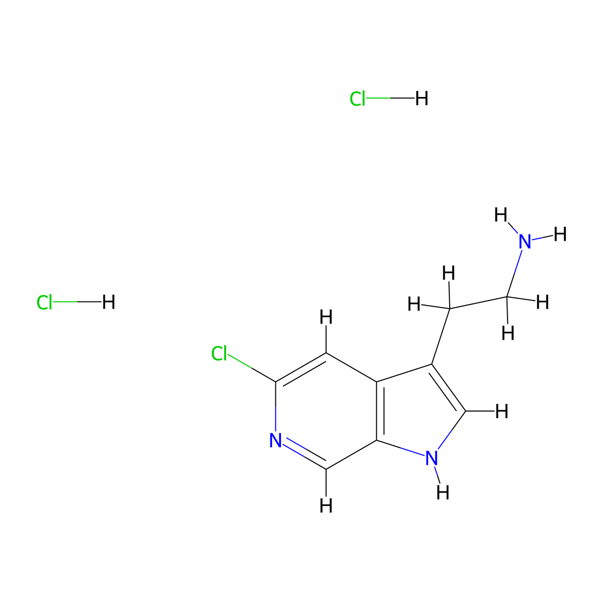 2-{5-chloro-1H-pyrrolo[2,3-c]pyridin-3-yl}ethan-1-amine dihydrochloride molecular structure, CAS 2138337-33-2