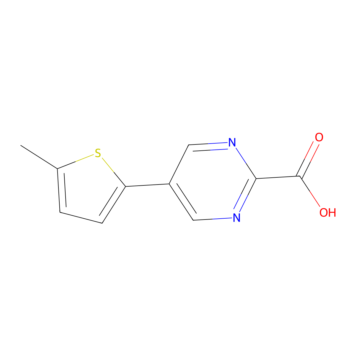 5-(5-Methylthiophen-2-yl)pyrimidine-2-carboxylic acid molecular structure, CAS 2138337-85-4