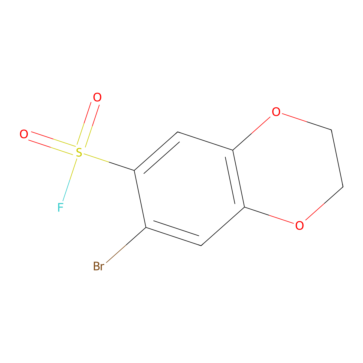 7-Bromo-2,3-dihydro-1,4-benzodioxine-6-sulfonyl fluoride molecular structure, CAS 2138340-59-5