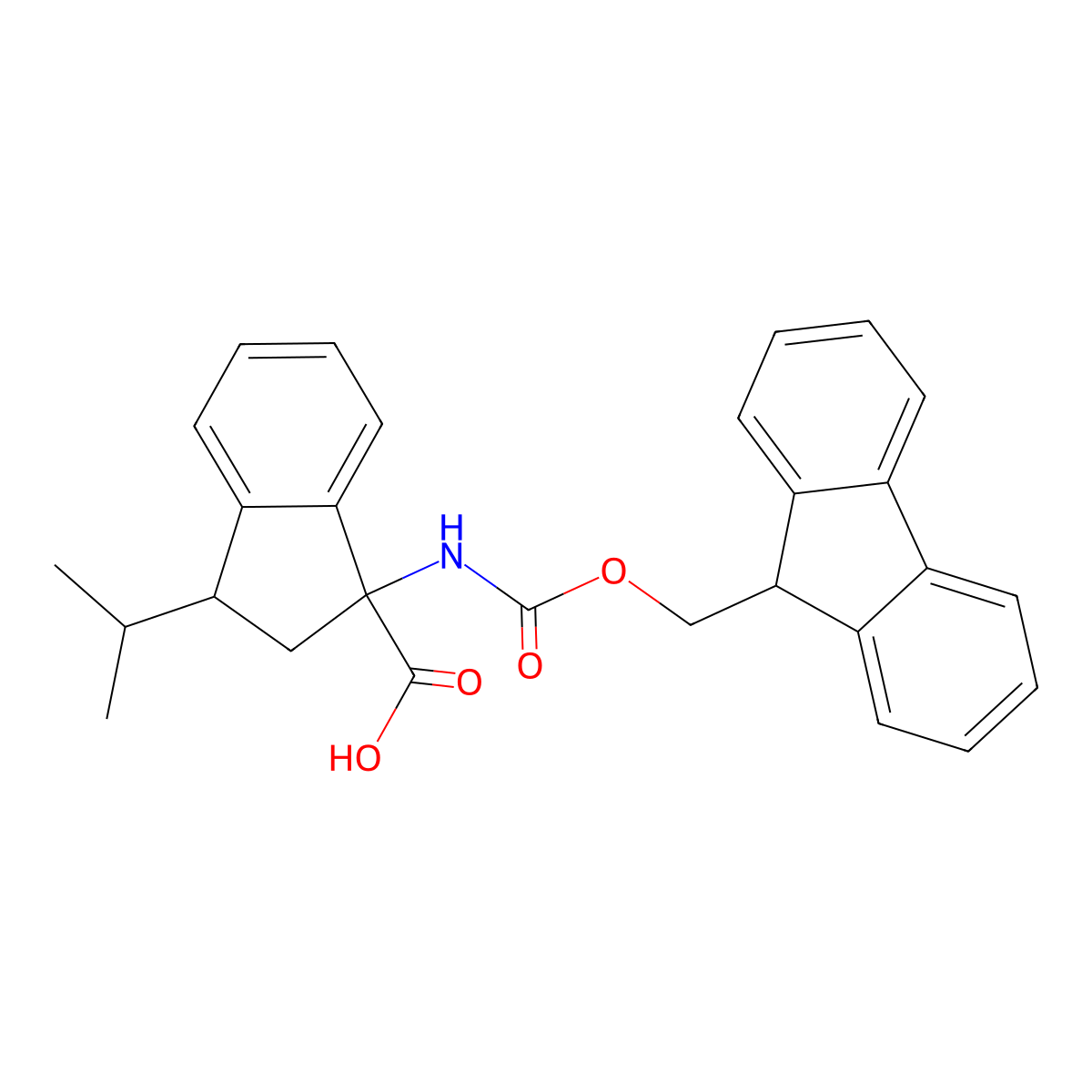 1-({[(9H-fluoren-9-yl)methoxy]carbonyl}amino)-3-(propan-2-yl)-2,3-dihydro-1H-indene-1-carboxylic acid molecular structure, CAS 2138342-05-7