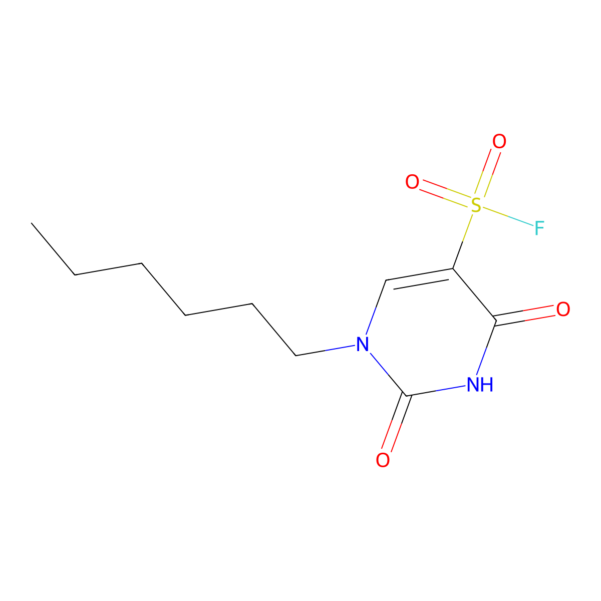 1-Hexyl-2,4-dioxo-1,2,3,4-tetrahydropyrimidine-5-sulfonyl fluoride molecular structure, CAS 2138342-21-7