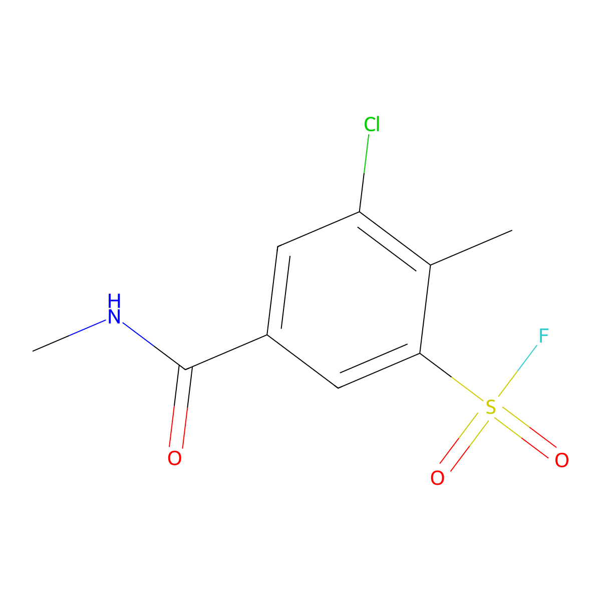 3-Chloro-2-methyl-5-(methylcarbamoyl)benzene-1-sulfonyl fluoride molecular structure, CAS 2138342-29-5