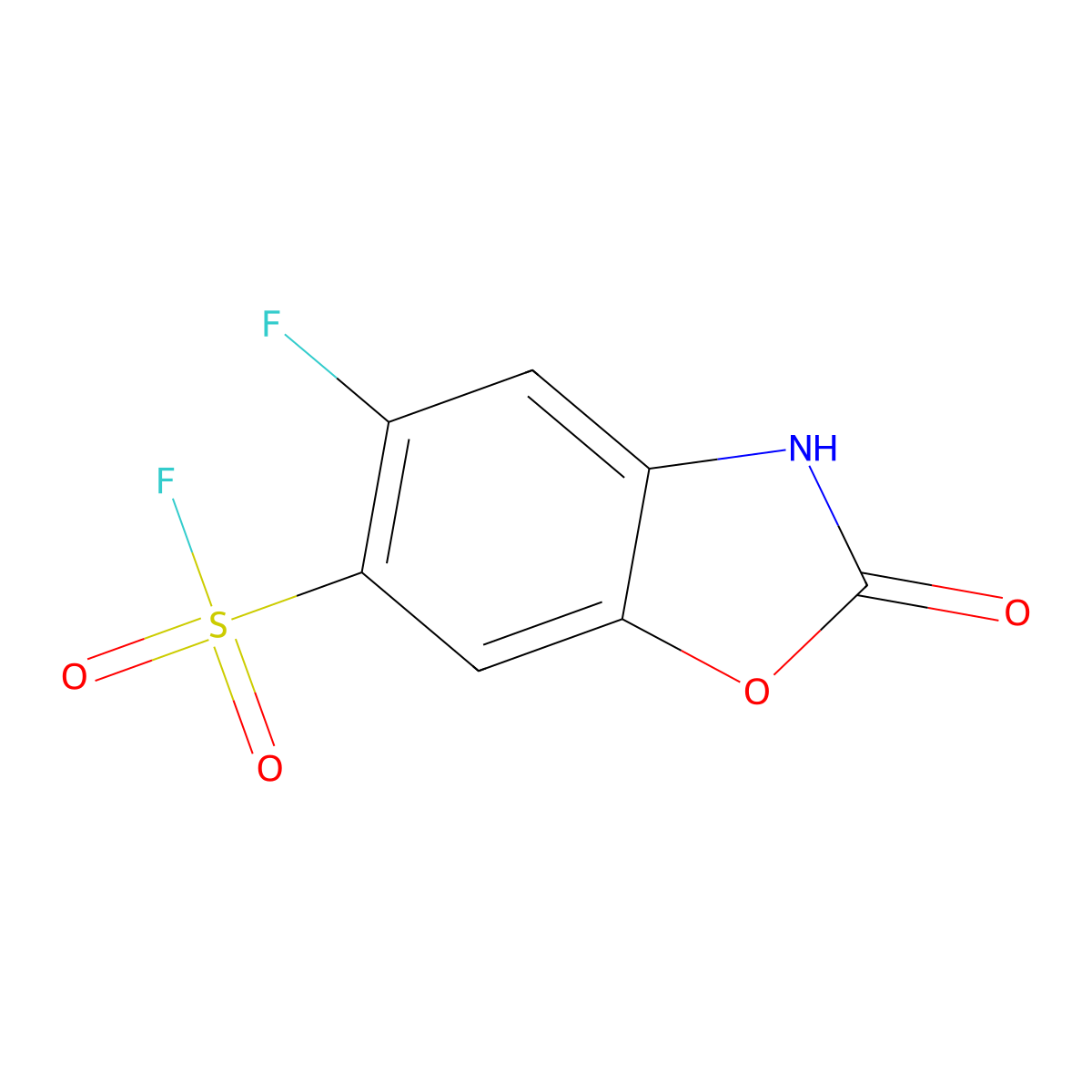 5-Fluoro-2-oxo-2,3-dihydro-1,3-benzoxazole-6-sulfonyl fluoride molecular structure, CAS 2138342-31-9