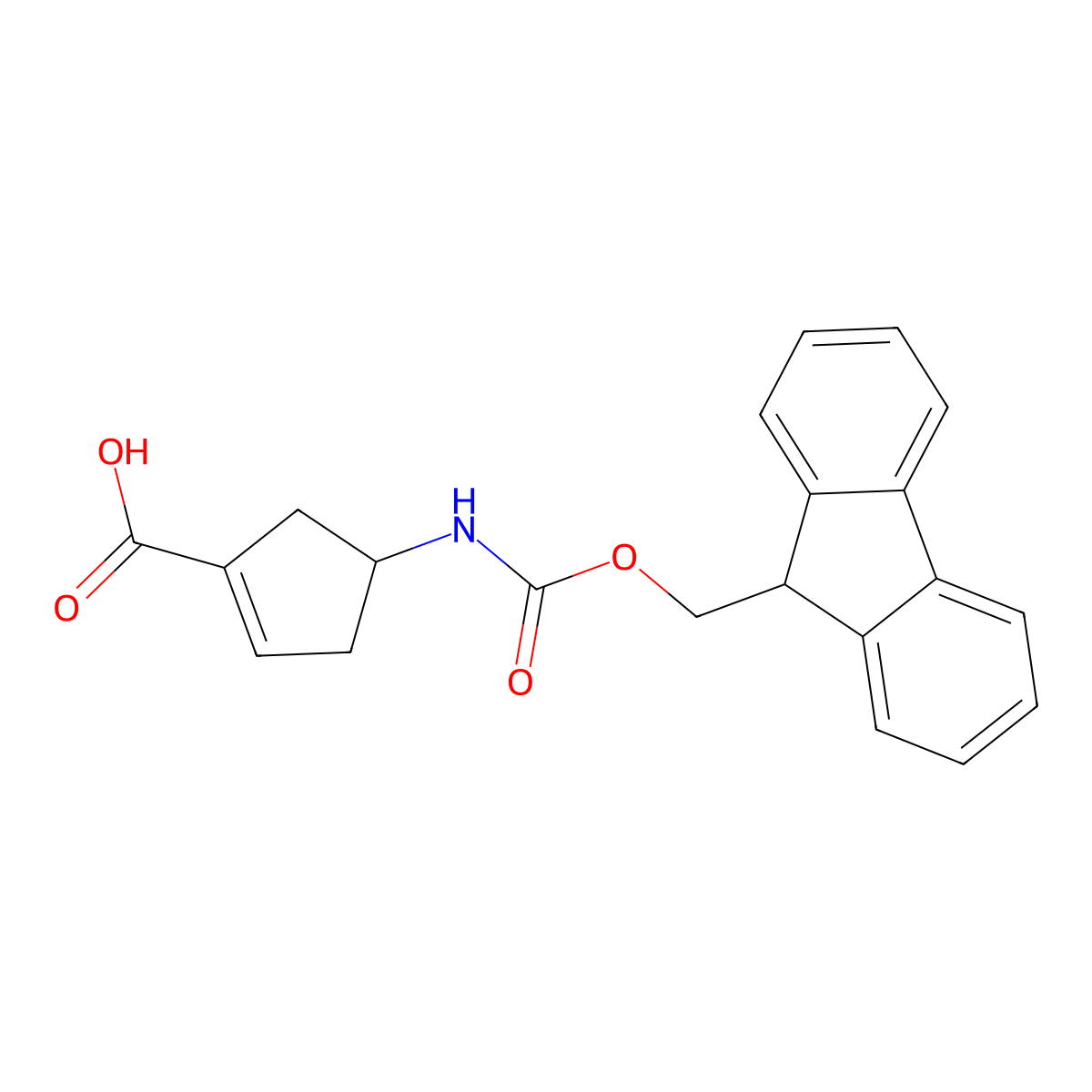4-({[(9H-fluoren-9-yl)methoxy]carbonyl}amino)cyclopent-1-ene-1-carboxylic acid molecular structure, CAS 2138342-32-0