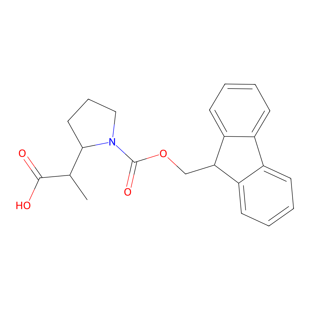 2-(1-{[(9H-fluoren-9-yl)methoxy]carbonyl}pyrrolidin-2-yl)propanoic acid molecular structure, CAS 2138342-34-2