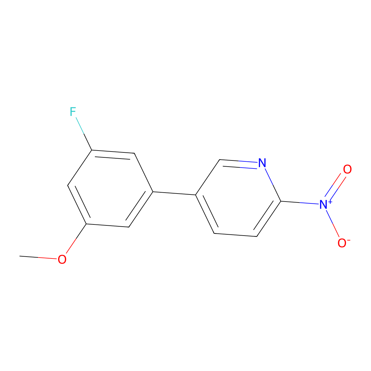 5-(3-Fluoro-5-methoxyphenyl)-2-nitropyridine molecular structure, CAS 2138344-31-5