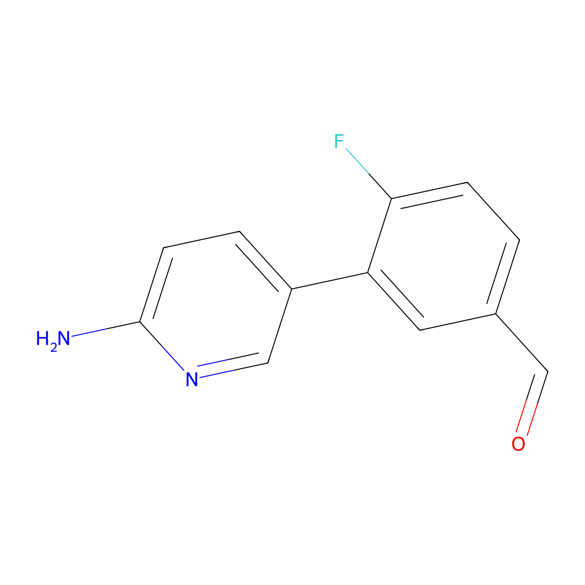3-(6-Aminopyridin-3-yl)-4-fluorobenzaldehyde molecular structure, CAS 2138344-38-2